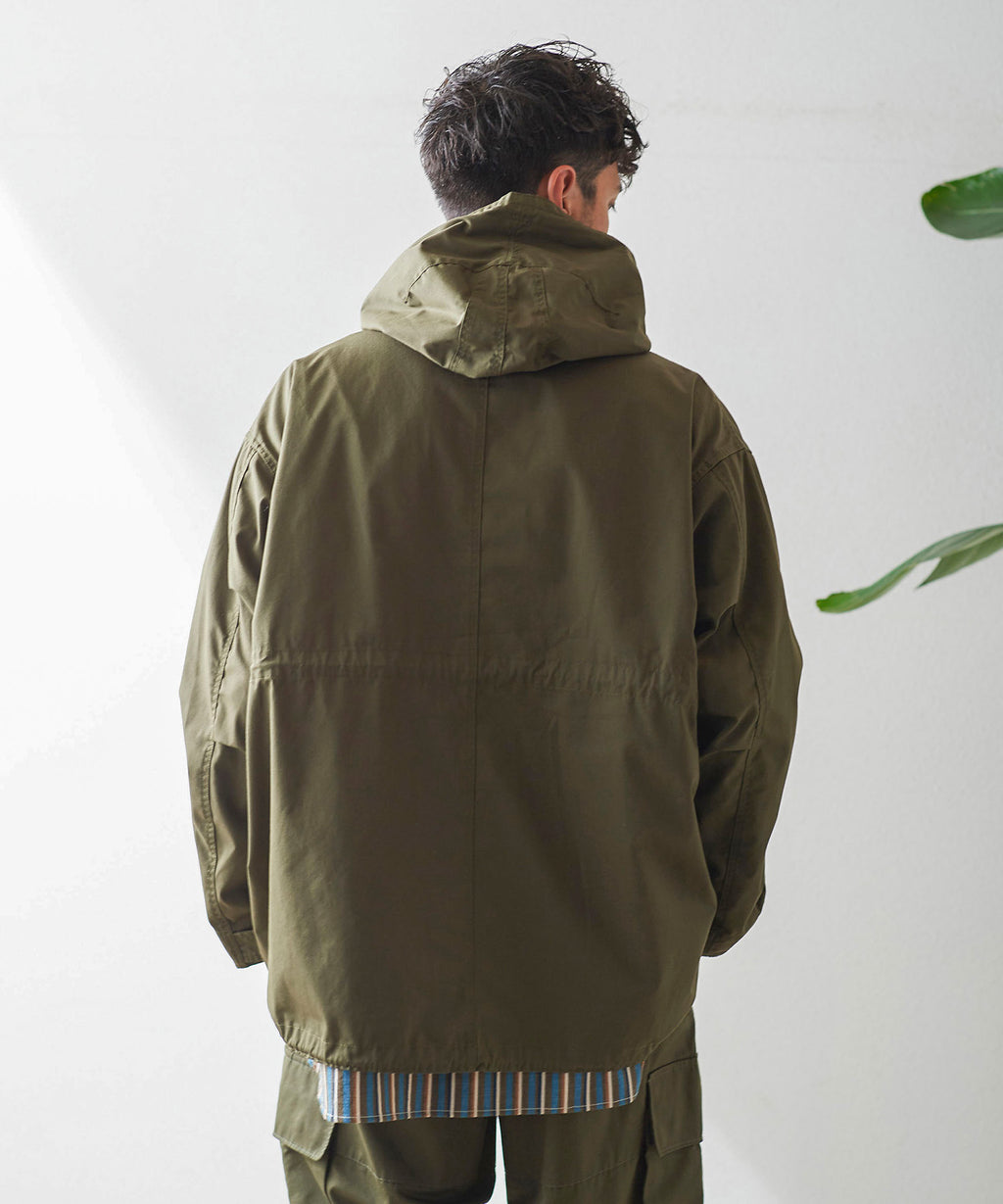 ARMY TWILL コットン/ポリエステルプレーンフーデッドコート