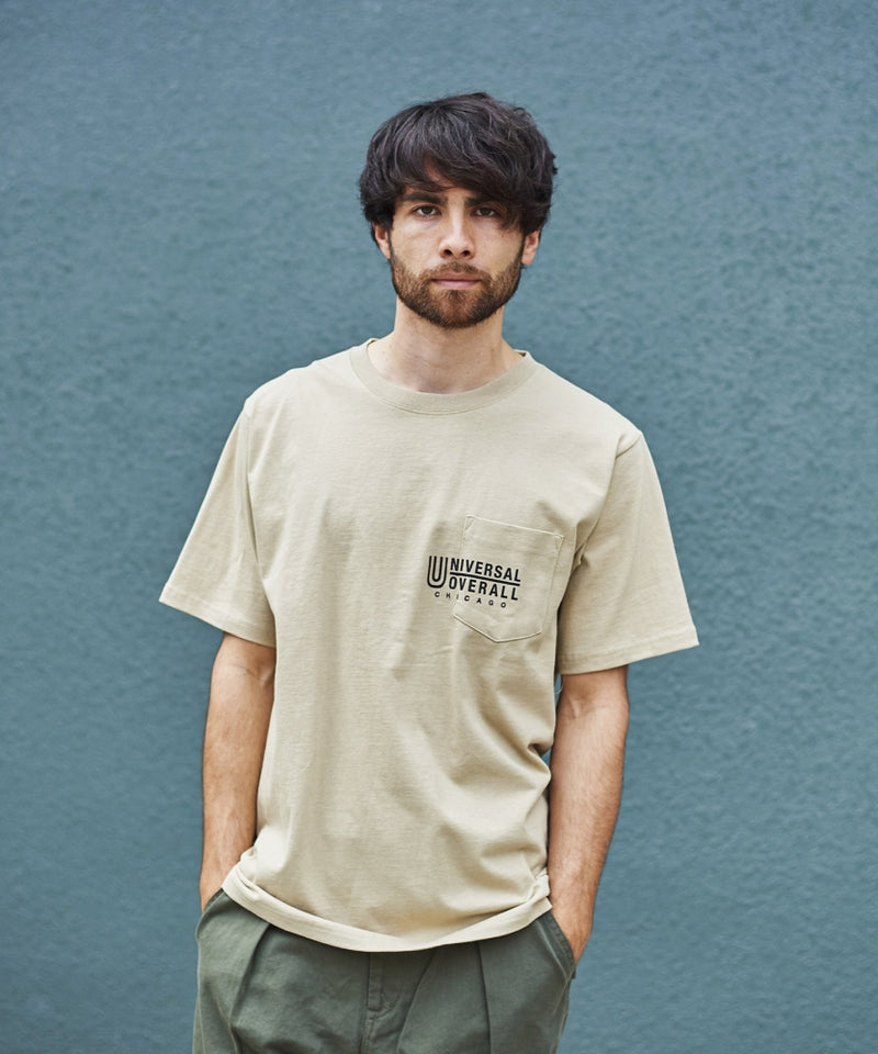 UNIVERSAL OVERALL×JACK & MARIE オーバープリントポケットTシャツ U2113232AB